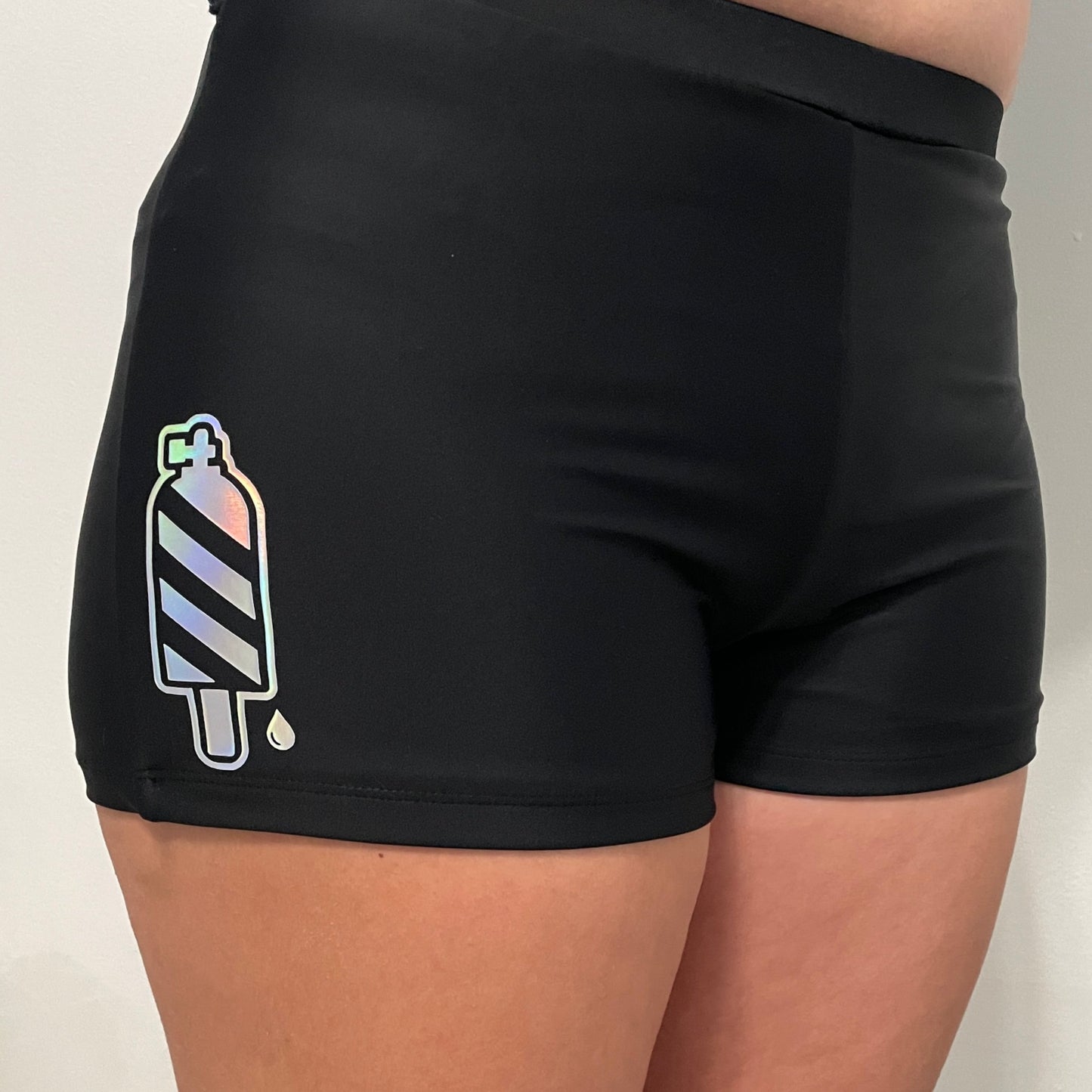"BLACK Holo Edition" Scuba Shorts for Women - IRIDESCENT