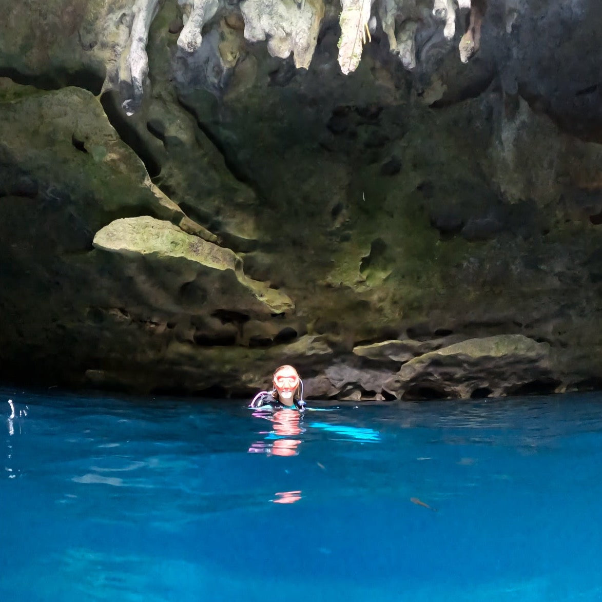 Floating inside of Devils Den cavern