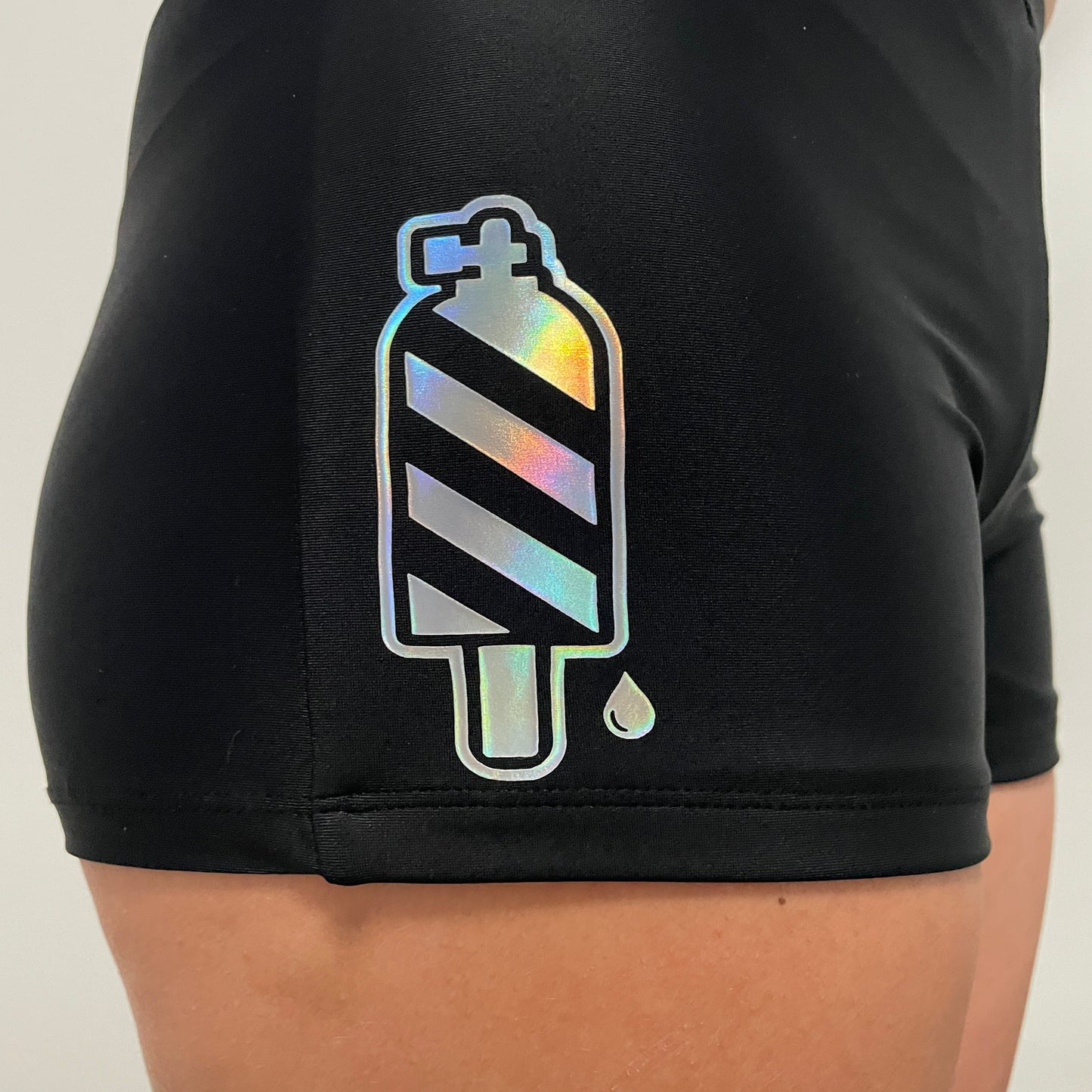 Shorts for scuba divers - with iridescent sweeter tank art